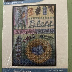 Bucilla: "Bless This Nest" Counted Cross Stitch Kit WM45524 5"x7" Birds - Sealed